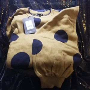 Who What Wear Tan with Black polka dot knit sweater 60% cotton size 3X